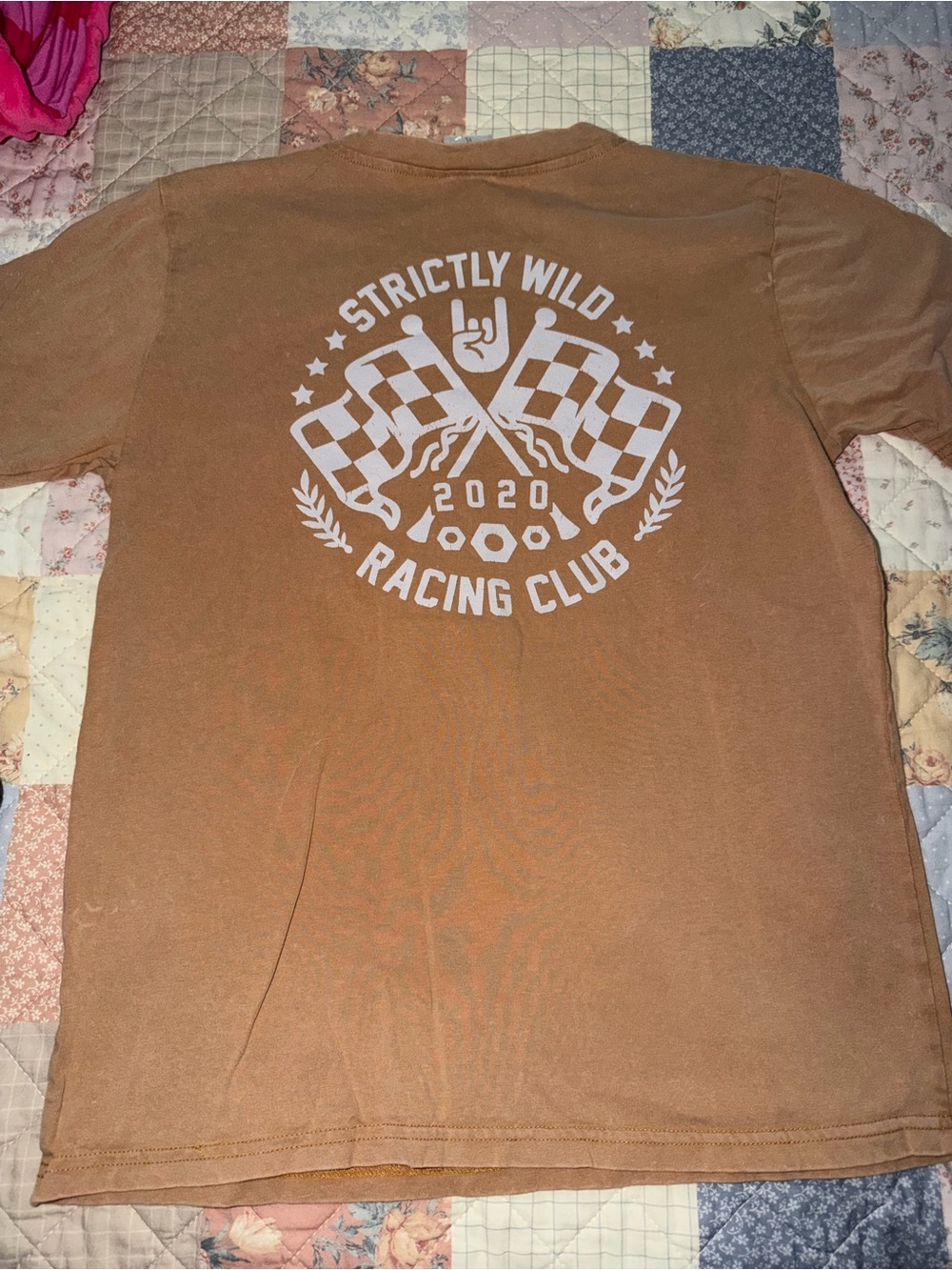 Strictly Wild Logo Crewneck Tee in Warm Tan